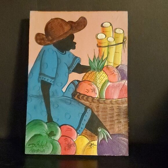 D. Roberts Jamaica oil painting autographed